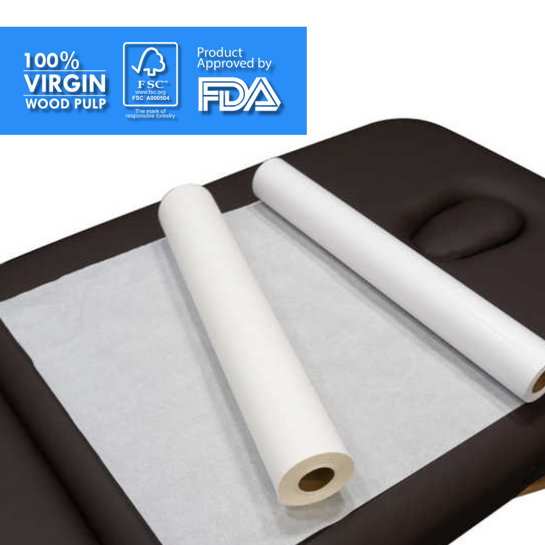 Box of 24" x 250 Ft Premium Crepe Paper Roll for Massage Table (8 Rolls/Box)
